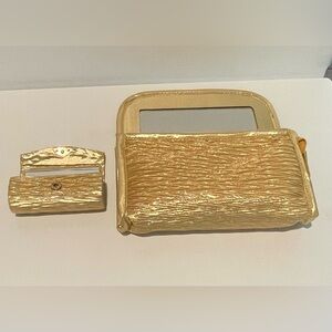 Vintage, Bella-Soft, Gold, Cosmetic Bag w/Mirror